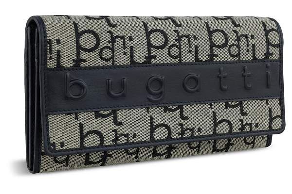 Кошелек женский BUGATTI Elea, бежево-черный цвет, жаккард/воловья кожа/полиэстер, 19х3х10 см 49435101 BUGATTI, Артикул: 49435101 фото №1