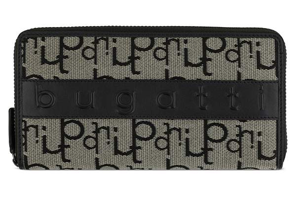 Кошелек женский BUGATTI Elea, бежево-черный цвет, жаккард/воловья кожа/полиэстер, 18,5х2х10 см 49435201 BUGATTI, Артикул: 49435201 фото №1