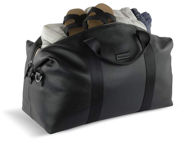 Сумка дорожная BUGATTI Elsa, чёрная, воловья кожа/полиэстер, 47х22х24/30 см 49460101 BUGATTI, Артикул: 49460101 фото №1