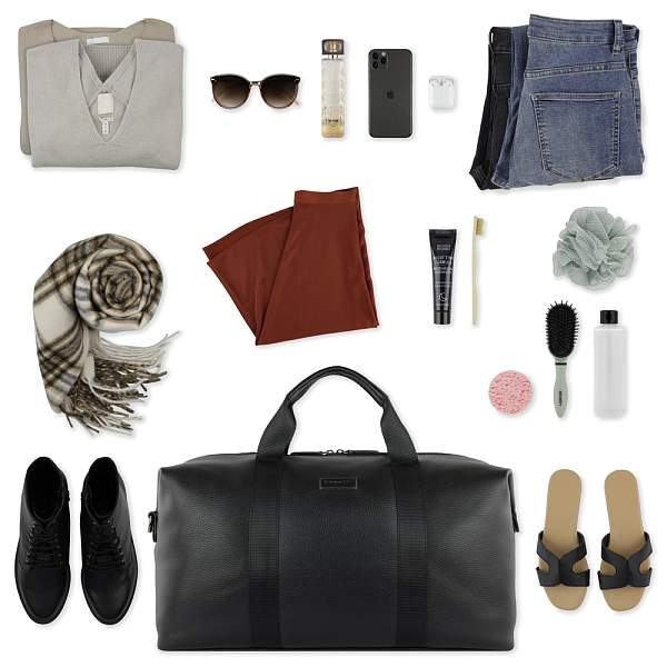 Сумка дорожная BUGATTI Elsa, чёрная, воловья кожа/полиэстер, 47х22х24/30 см 49460101 BUGATTI, Артикул: 49460101 фото №1