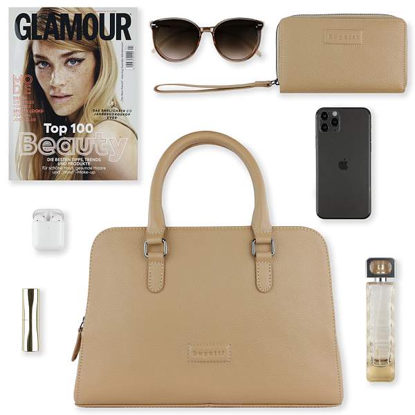 Сумка женская BUGATTI Elsa, песочного цвета, воловья кожа/полиэстер, 32х13х22 см 49460754 BUGATTI, Артикул: 49460754 фото №1