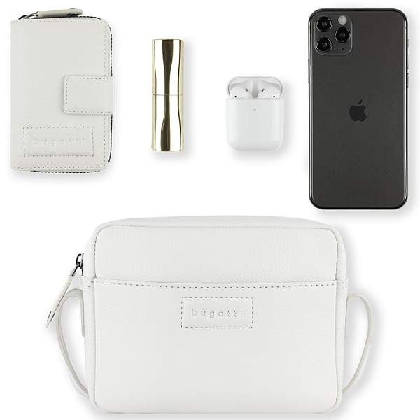 Сумка кросс-боди женская BUGATTI Elsa, белая, воловья кожа/полиэстер, 19х5,5х14 см 49460340 BUGATTI, Артикул: 49460340 фото №1