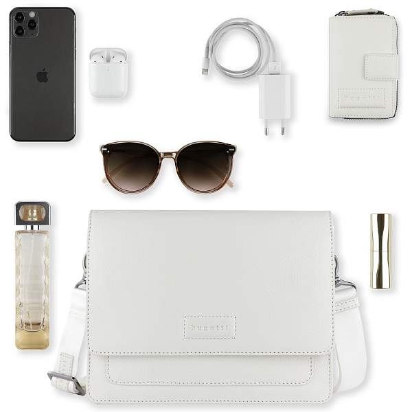 Сумка через плечо женская BUGATTI Elsa, белая, воловья кожа/полиэстер, 25х8,5х20 см 49460540 BUGATTI, Артикул: 49460540 фото №1