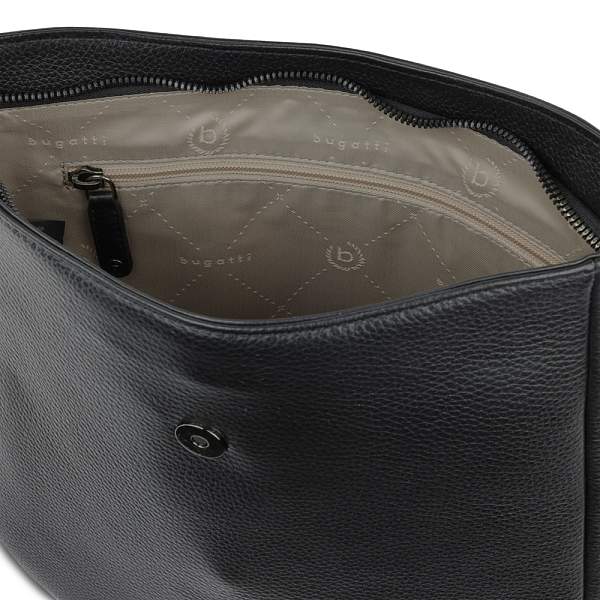 Сумка женская BUGATTI Elsa, чёрная, воловья кожа/полиэстер, 29х8х27 см 49460801 BUGATTI, Артикул: 49460801 фото №1