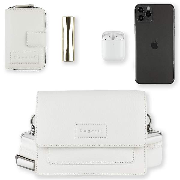 Сумка через плечо женская BUGATTI Elsa, белая, воловья кожа/полиэстер, 18,5х8,5х14,5 см 49460440 BUGATTI, Артикул: 49460440 фото №1