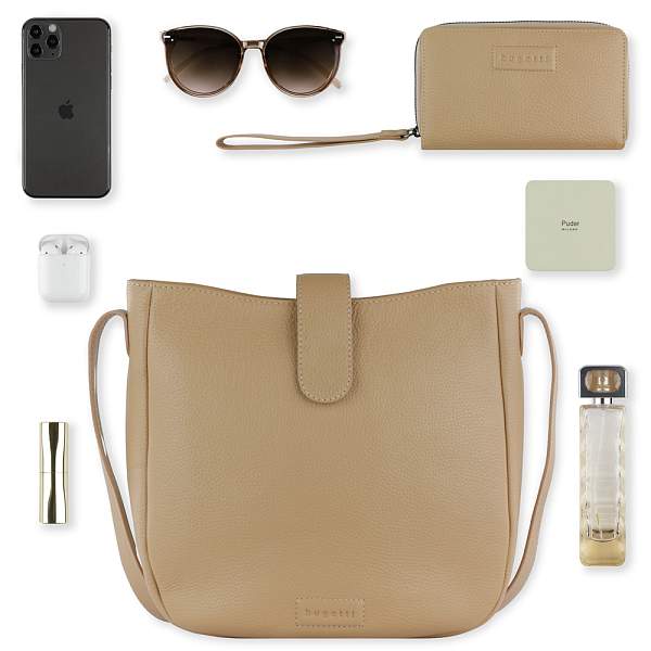 Сумка женская BUGATTI Elsa, песочного цвета, воловья кожа/полиэстер, 29х8х27 см 49460854 BUGATTI, Артикул: 49460854 фото №1