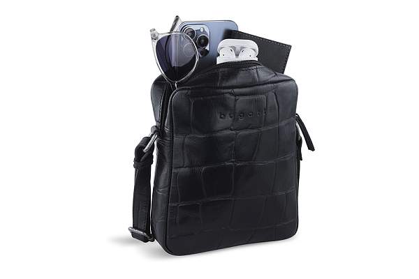 Сумка наплечная мужская BUGATTI Nevio, чёрная, воловья кожа/хлопок, 17,5х5,5х19,5 см, 2 л 49592001 BUGATTI, Артикул: 49592001 фото №1