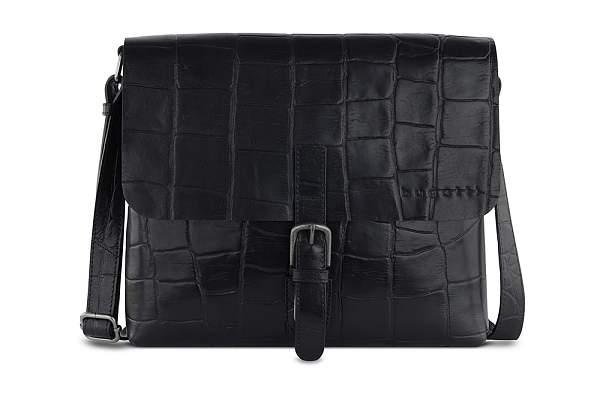 Сумка-мессенджер мужская BUGATTI Nevio, чёрная, воловья кожа/хлопок, 30,5х7х25 см, 5 л 49592201 BUGATTI, Артикул: 49592201 фото №1