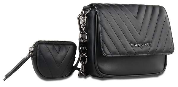Сумка наплечная женская BUGATTI Sira, чёрная, полиуретан, 21х6х16 см 49332001 BUGATTI, Артикул: 49332001 фото №1