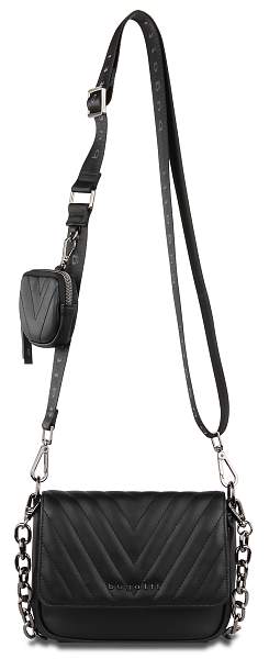 Сумка наплечная женская BUGATTI Sira, чёрная, полиуретан, 21х6х16 см 49332001 BUGATTI, Артикул: 49332001 фото №1