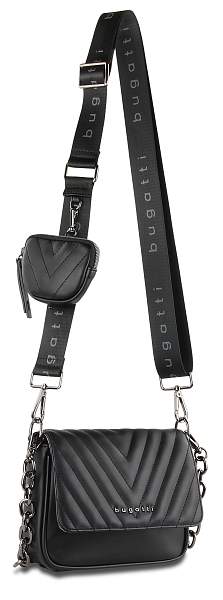 Сумка наплечная женская BUGATTI Sira, чёрная, полиуретан, 21х6х16 см 49332001 BUGATTI, Артикул: 49332001 фото №1
