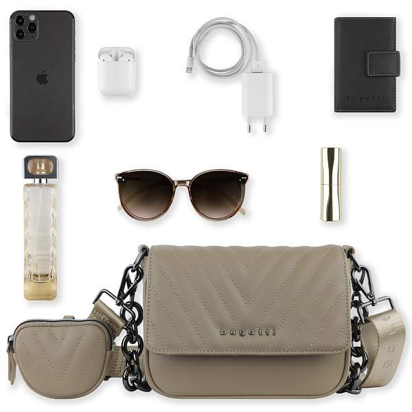 Сумка наплечная женская BUGATTI Sira, песочная, полиуретан, 21х6х16 см 49332054 BUGATTI, Артикул: 49332054 фото №1