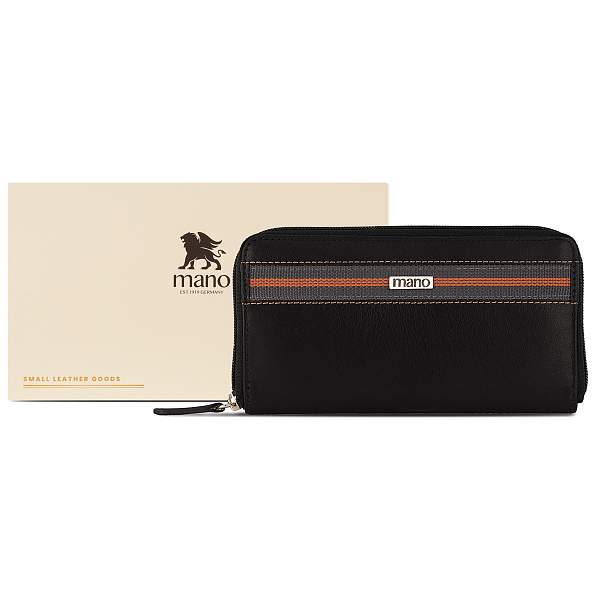 Кошелек Mano "Don Leonardo", с RFID защитой, натуральная кожа в черном цвете, 19 х 2 х 10,5 см M191953801 MANO 1919, Артикул: M191953801 фото №1