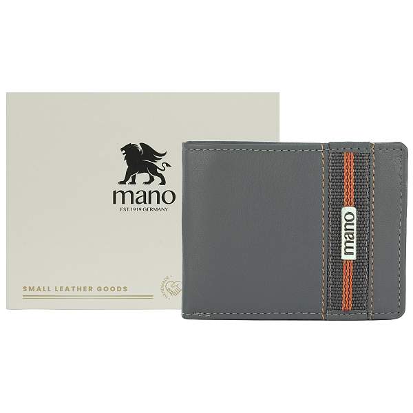 Бумажник Mano "Don Leonardo", с RFID защитой, натуральная кожа в сером цвете, 10,5 х 2 х 8,5 см M191953004 MANO 1919, Артикул: M191953004 фото №1