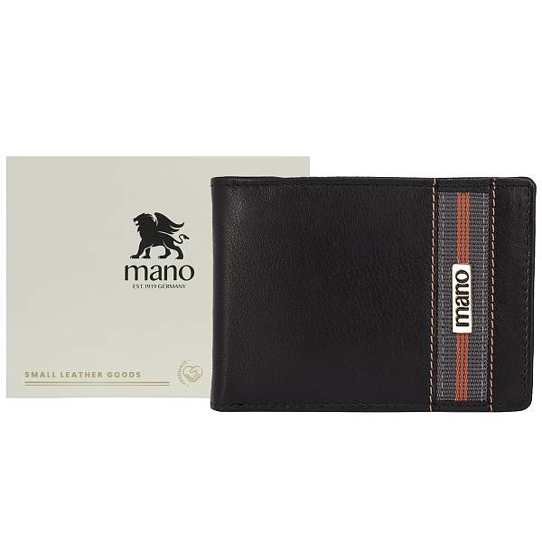 Бумажник Mano "Don Leonardo", с RFID защитой, натуральная кожа в черном цвете, 12,5 х 2,5 х 9 см M191953101 MANO 1919, Артикул: M191953101 фото №1