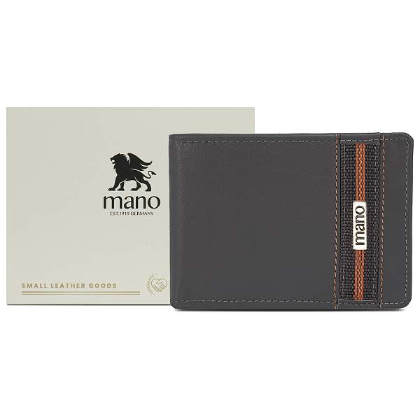 Бумажник Mano "Don Leonardo", с RFID защитой, натуральная кожа в сером цвете, 12,5 х 2,5 х 9 см M191953104 MANO 1919, Артикул: M191953104 фото №1