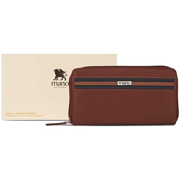 Кошелек Mano "Don Leonardo", с RFID защитой, натуральная кожа в коньячном цвете, 19 х 2 х 10,5 см M191953802 MANO 1919, Артикул: M191953802 фото №1