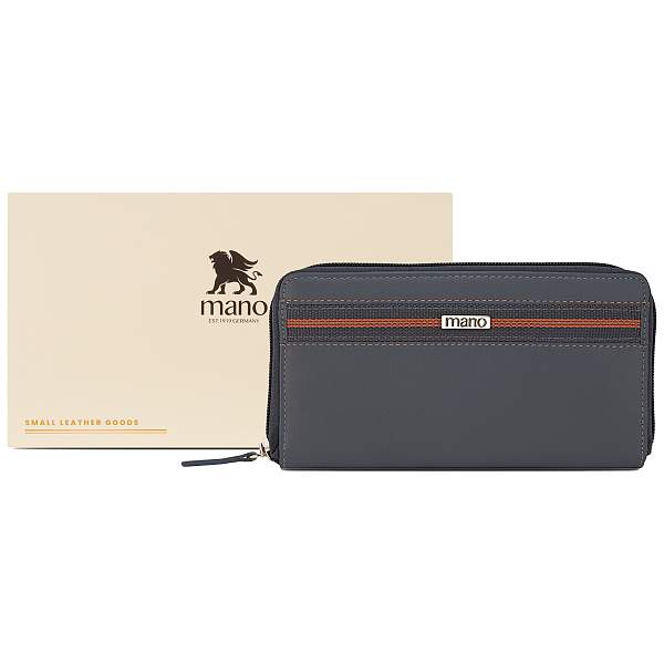 Кошелек Mano "Don Leonardo", с RFID защитой, натуральная кожа в сером цвете, 19 х 2 х 10,5 см M191953804 MANO 1919, Артикул: M191953804 фото №1