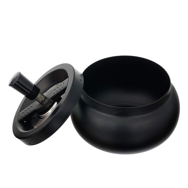 Пепельница S.Quire круглая, сталь, покрытие хром, черн. краска, черная, с черной ручкой, 130 мм 993HB-Black S.QUIRE, Артикул: 993HB-Black фото №1