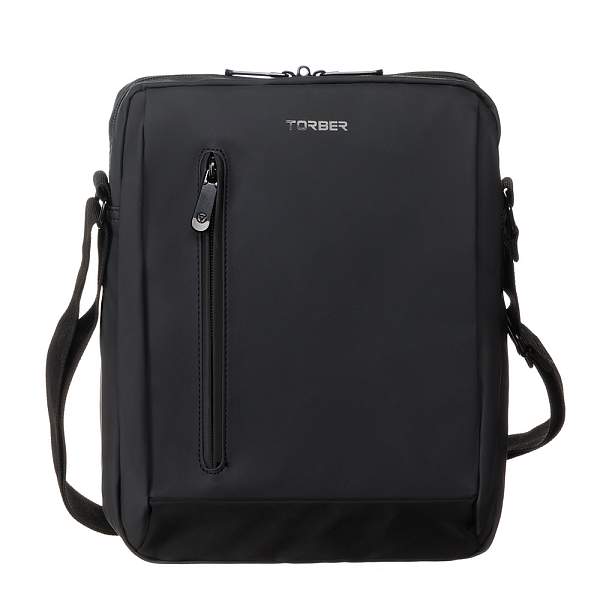 Сумка кросс-боди TORBER, черный/серый, полиуретан, 28х21х6 см T7492R Torber, Артикул: T7492R фото №1