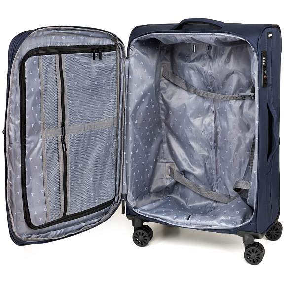 Чемодан TORBER Brosno, синий, нейлон 600D, 43,5 х 26 х 68 см, 56 л T1901M-Blue Torber, Артикул: T1901M-Blue фото №1