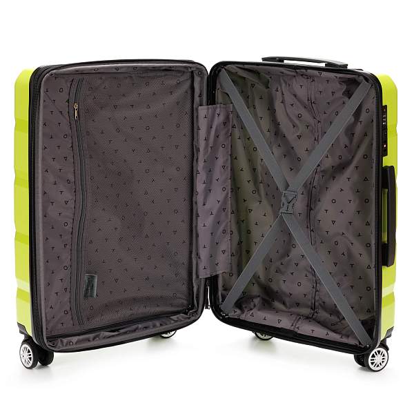 Чемодан TORBER В Отпуск, салатовый, полипропилен, 40,5 х 25 х 62,5 см, 55 л T1902M-Green Torber, Артикул: T1902M-Green фото №1