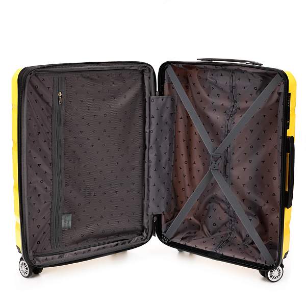 Чемодан TORBER В Отпуск, жёлтый, полипропилен, 40,5 х 25 х 62,5 см, 55 л T1902M-Yel Torber, Артикул: T1902M-Yel фото №1