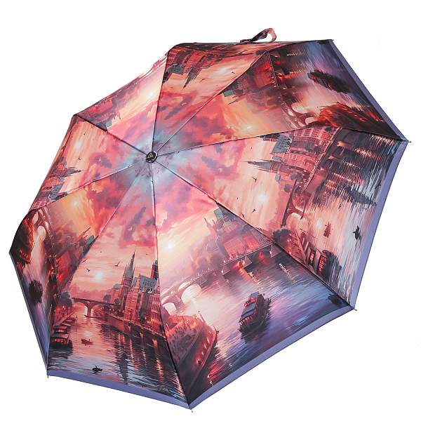 UFLS0076-5 Зонт жен. Fabretti, облегченный,  автомат, 3 сложения, сатин Fabretti, Артикул: UFLS0076-5 фото №1