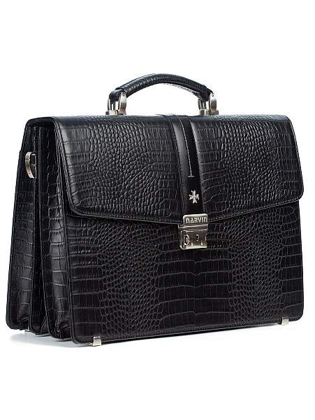 Мужской классический портфель Narvin 9733-Aligro Black Vasheron, Артикул: 9733-Aligro Black фото №1