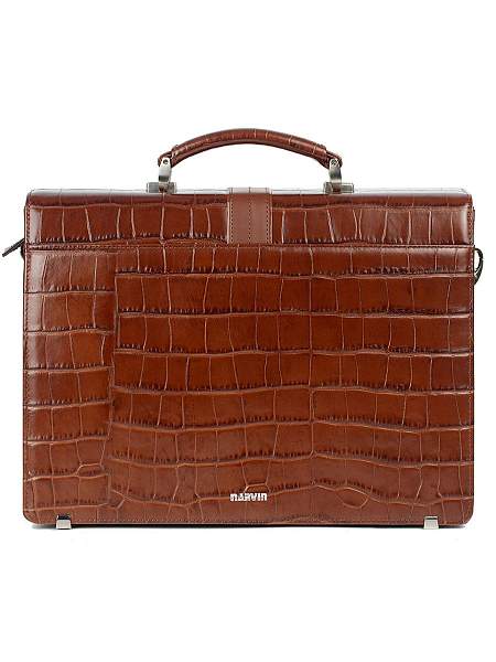 Мужской классический портфель Narvin 9733-Croco Caffe Vasheron, Артикул: 9733-Croco Caffe фото №1