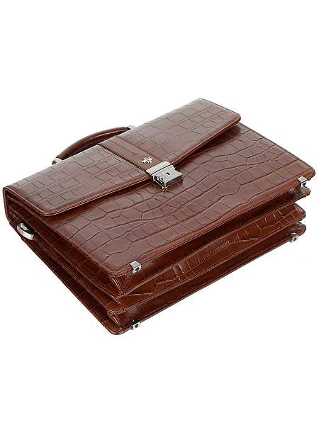 Мужской классический портфель Narvin 9733-Croco Caffe Vasheron, Артикул: 9733-Croco Caffe фото №1