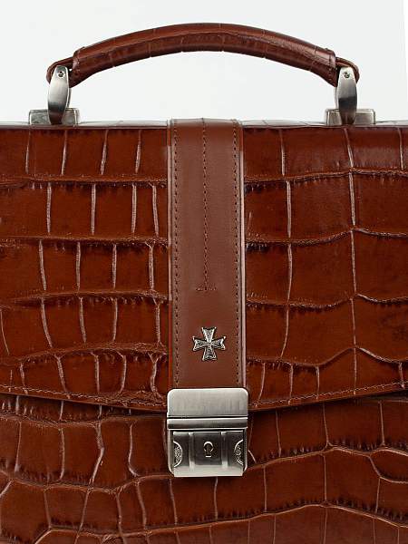 Мужской классический портфель Narvin 9733-Croco Caffe Vasheron, Артикул: 9733-Croco Caffe фото №1