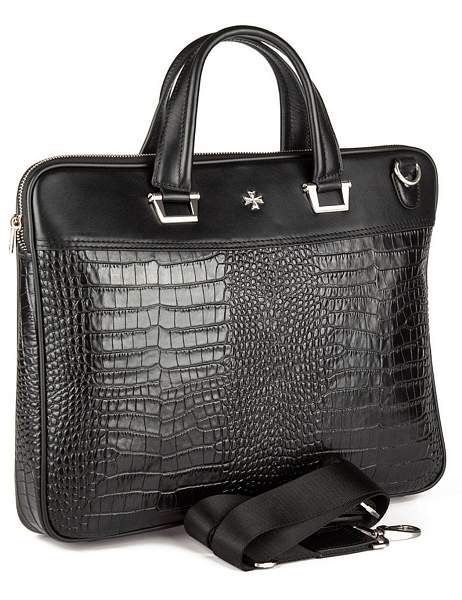 Стильный портфель-сумка из натуральной кожи NARVIN 9751-Aligro Black Vasheron, Артикул: 9751-Aligro Black фото №1
