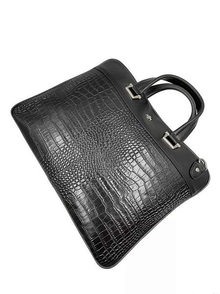 Стильный портфель-сумка из натуральной кожи NARVIN 9751-Aligro Black Vasheron, Артикул: 9751-Aligro Black фото №1