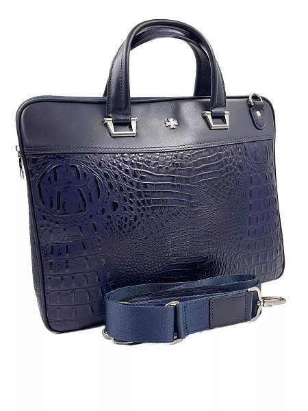 Стильный портфель-сумка из натуральной кожи NARVIN 9751-Bambino D.Blue Vasheron, Артикул: 9751-Bambino D.Blue фото №1