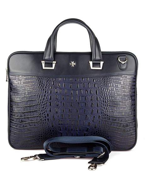 Стильный портфель-сумка из натуральной кожи NARVIN 9751-Bambino D.Blue Vasheron, Артикул: 9751-Bambino D.Blue фото №1