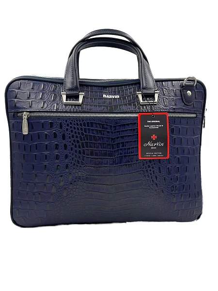 Стильный портфель-сумка из натуральной кожи NARVIN 9751-Bambino D.Blue Vasheron, Артикул: 9751-Bambino D.Blue фото №1