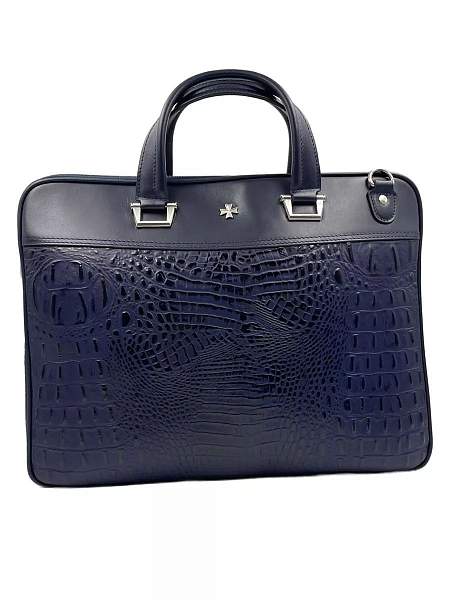 Стильный портфель-сумка из натуральной кожи NARVIN 9751-Bambino D.Blue Vasheron, Артикул: 9751-Bambino D.Blue фото №1