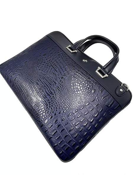 Стильный портфель-сумка из натуральной кожи NARVIN 9751-Bambino D.Blue Vasheron, Артикул: 9751-Bambino D.Blue фото №1