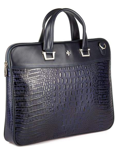 Стильный портфель-сумка из натуральной кожи NARVIN 9751-Bambino D.Blue Vasheron, Артикул: 9751-Bambino D.Blue фото №1