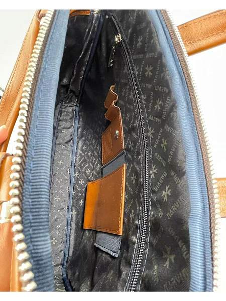 Стильный портфель-сумка из натуральной кожи NARVIN 9751-Croco Brown Vasheron, Артикул: 9751-Croco Brown фото №1