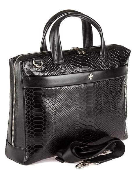 Портфель-сумка NARVIN 9752-Anaconda Black из натуральной кожи  Vasheron, Артикул: 9752-Anaconda Black фото №1