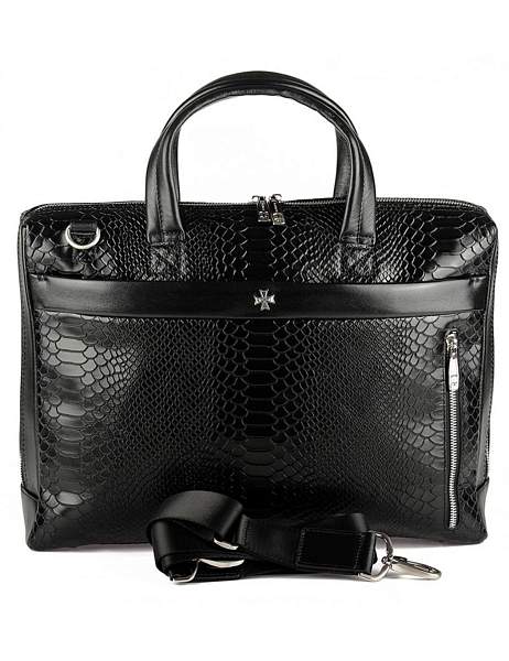 Портфель-сумка NARVIN 9752-Anaconda Black из натуральной кожи  Vasheron, Артикул: 9752-Anaconda Black фото №1