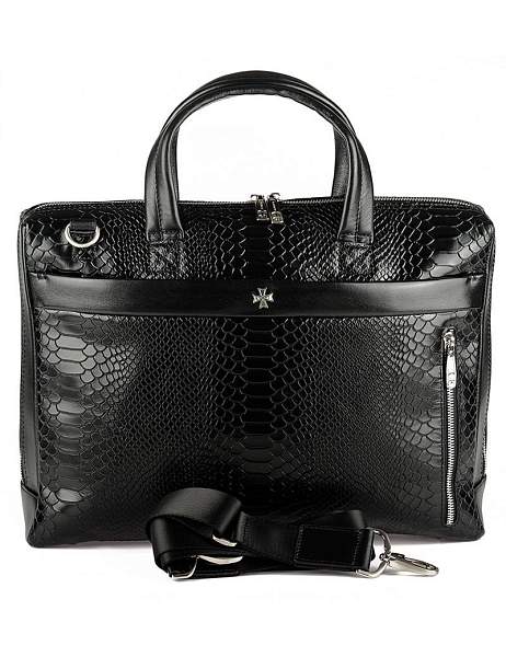 Портфель-сумка NARVIN 9752-Anaconda Black из натуральной кожи  Vasheron, Артикул: 9752-Anaconda Black фото №1