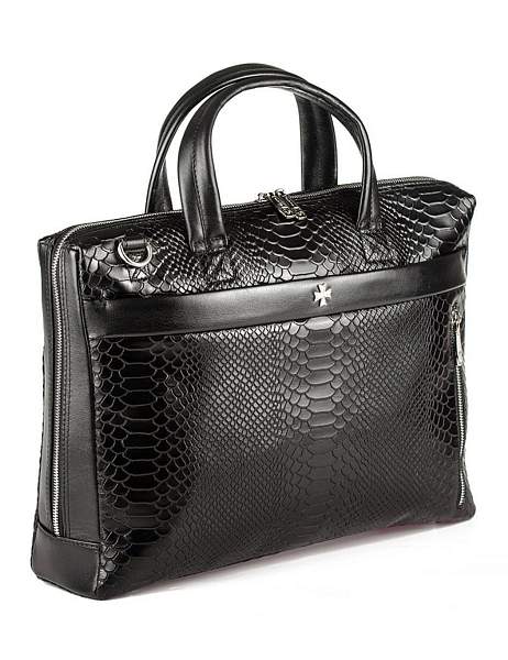 Портфель-сумка NARVIN 9752-Anaconda Black из натуральной кожи  Vasheron, Артикул: 9752-Anaconda Black фото №1