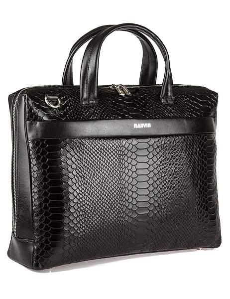 Портфель-сумка NARVIN 9752-Anaconda Black из натуральной кожи  Vasheron, Артикул: 9752-Anaconda Black фото №1