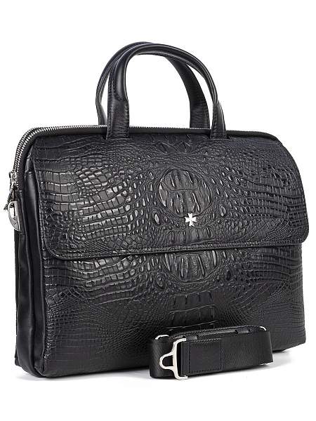 Портфель-сумка NARVIN 9759-Bambino Black из натуральной кожи Vasheron, Артикул: 9759-Bambino Black фото №1