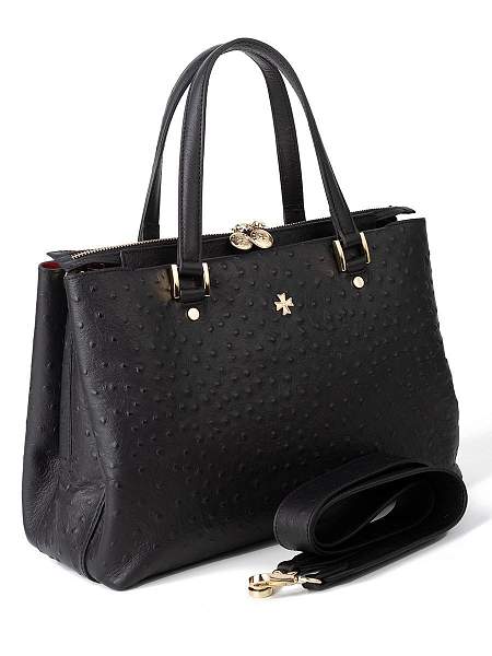 Сумка женская NARVIN 9802-Ostrich Black Vasheron, Артикул: 9802-Ostrich Black фото №1