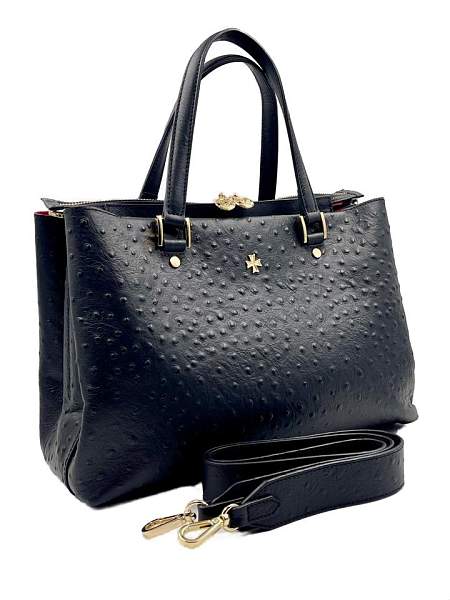 Сумка женская NARVIN 9802-Ostrich Black Vasheron, Артикул: 9802-Ostrich Black фото №1