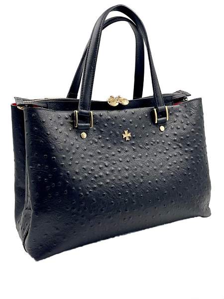 Сумка женская NARVIN 9802-Ostrich Black Vasheron, Артикул: 9802-Ostrich Black фото №1